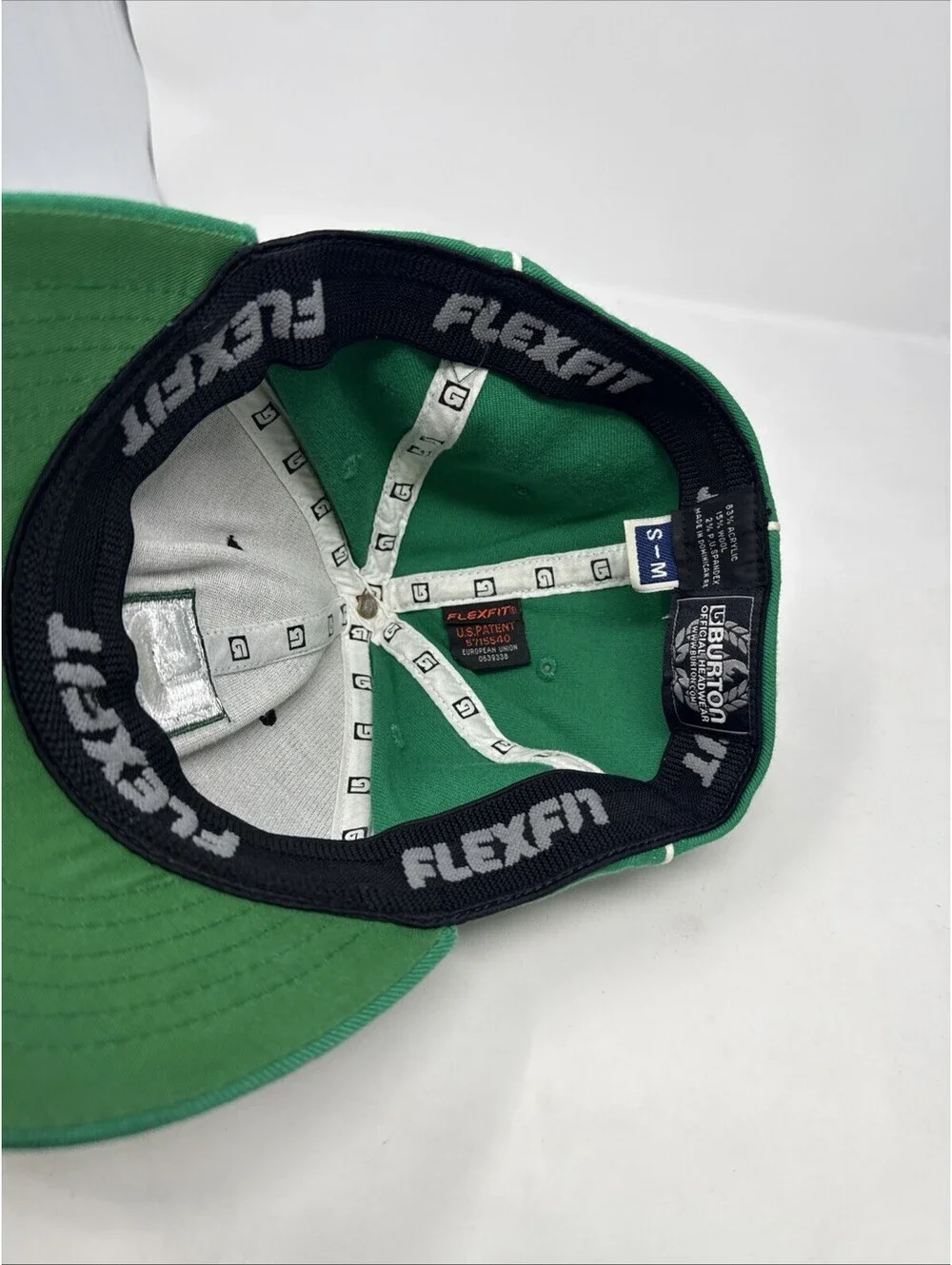 Burton Snowboard Snapback Hat Black Green Embroidered Logo S/M